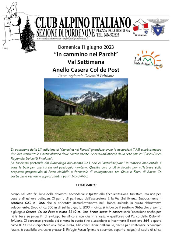 Val Settimana Anello Casera Col de Post