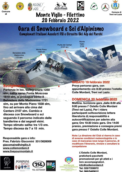 Gara di Snowboard e sci d'Alpinismo