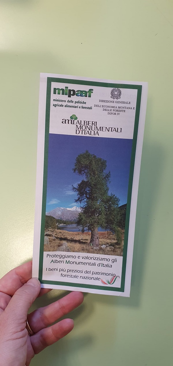 Brochure informativa con dati di sintesi degli Alberi monumentali d'Italia