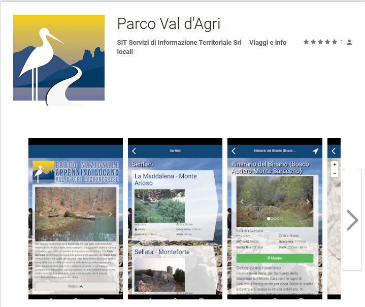 Parco Val d'Agri, la nuova App gratuita del Parco Appennino Lucano scaricabile dal Google Play Store