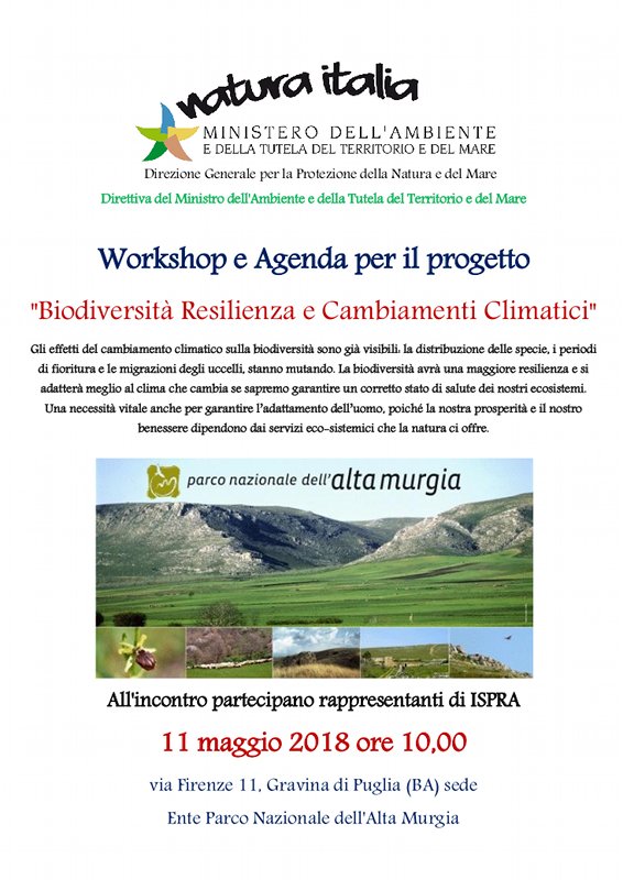 Workshop e Agenda per il progetto 'Biodiversità Resilienza e Cambiamenti Climatici'