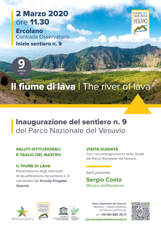 Parco del Vesuvio: Inaugurazione del Sentiero n° 9 'Il fiume di lava' del Parco Nazionale del Vesuvio realizzato nell'ambito del Grande Progetto Vesuvio
