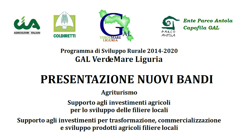 Gal VerdeMare Liguria: incontri di presentazione nuovi bandi per aziende agricole e PMI