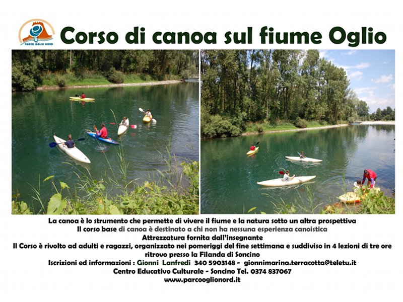 Corso di canoa sul fiume Oglio