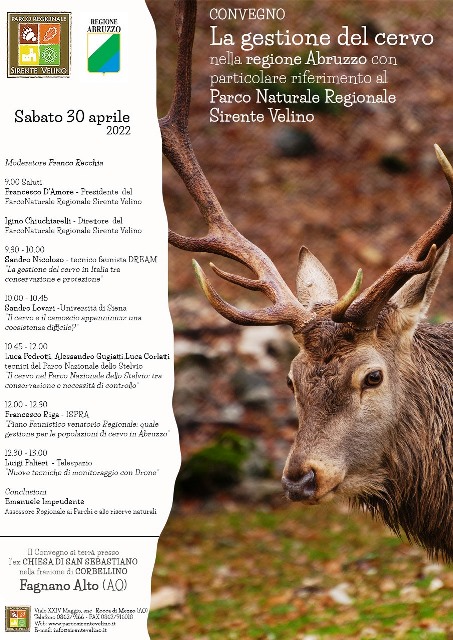 Convegno 'La gestione del cervo nella Regione Abruzzo con particolare riferimento al Parco Naturale Regionale Sirente Velino'