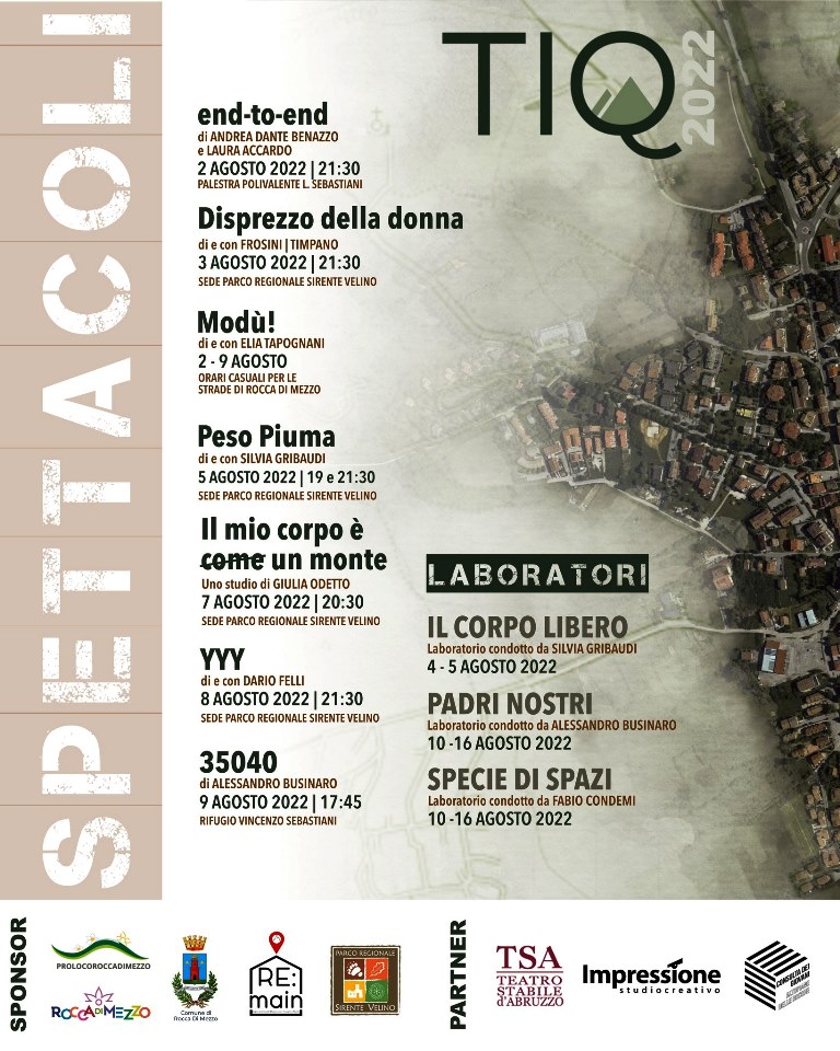 Torna la sesta edizione di TiQ – Teatro in Quota a Rocca di Mezzo dal 2 al 9 agosto 2022