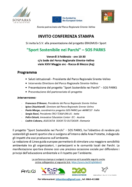 Conferenza Stampa di presentazione del progetto: Sport Sostenibile nei parchi' SOS PARKS