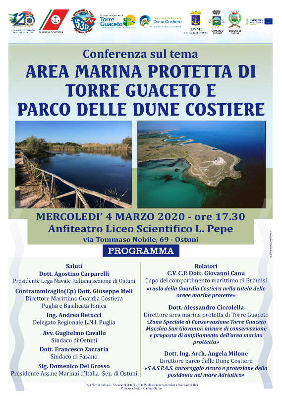 Conferenza sul tema Area Marina Protetta di Torre Guaceto e Parco delle Dune Costiere