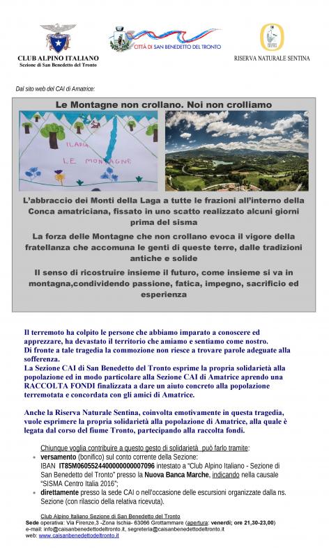 Riserva Sentina e CAI di San Benedetto del Tr. per le zone terremotate