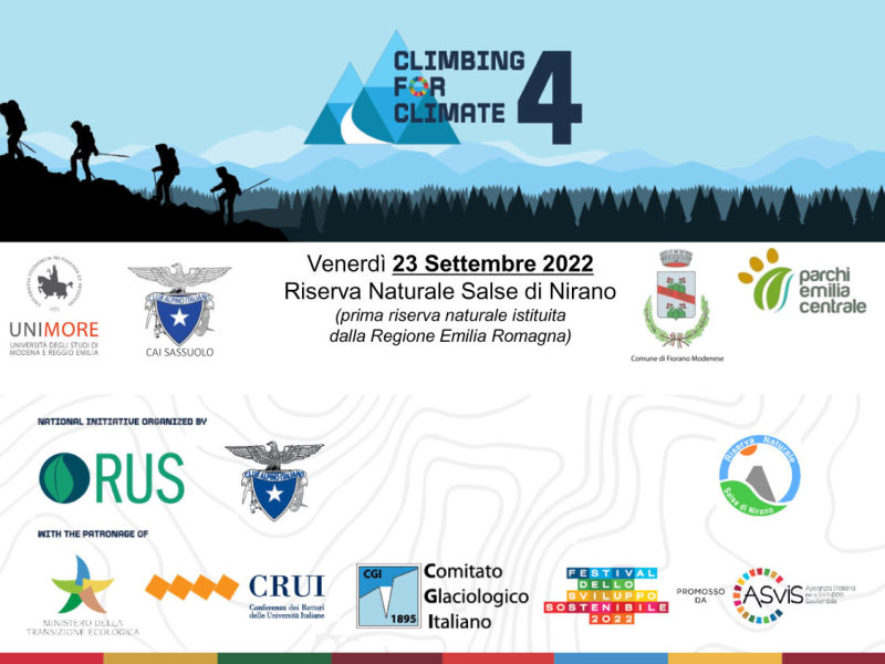 L'Ente Parchi Emilia Centrale fra i partner della 4a edizione di 'Climbing for Climate' in programma nella Riserva delle Salse di Nirano il 23 settembre