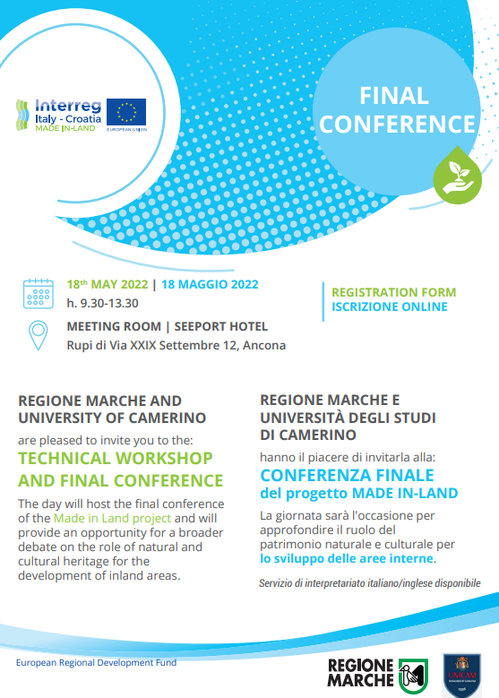 Conferenza finale del Progetto Interreg Italia Croazia Made in Land - management e sviluppo delle aree interne