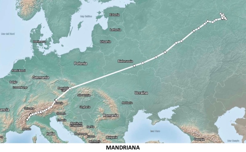 Dettaglio dei tracciati di migrazione di Mandriana