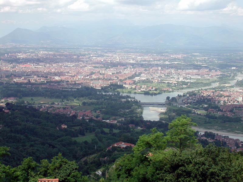 Stura di Lanzo, river Po and Turin seen from Superga