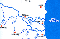 Mappa del Fiume Po - XI Sec.