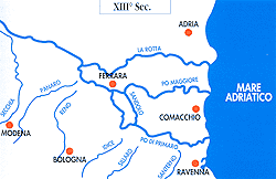 Mappa del Fiume Po - XIII Sec.