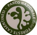 Window transparency with logo of the Foreste Casentinesi National Park
