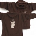 Camoscio Line - Brown Men's Hooded Sweatshirt with Long Zip