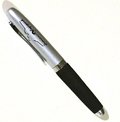 Kugelschreiber aus gummiertem Material, metallic-grau