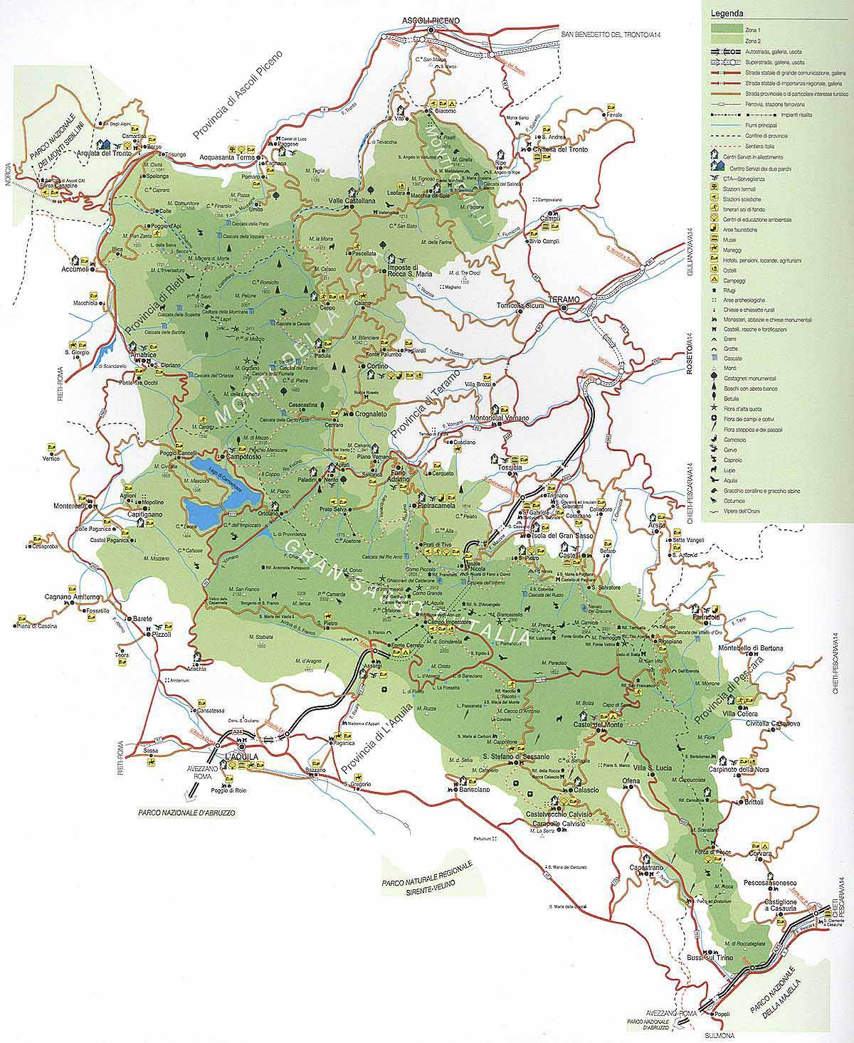 Parco Nazionale Del Gran Sasso E Monti Della Laga Mappa Di Dettaglio