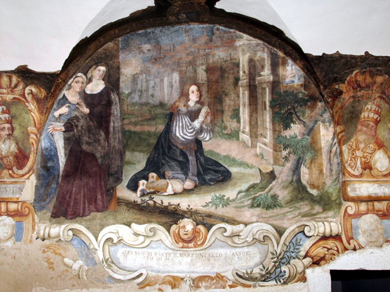 Büro von Assergi - Kloster, Einzelheit des Freskos