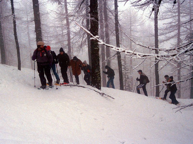 Escursionismo con racchette da neve