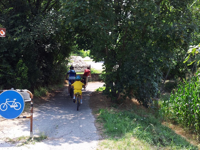 Tratto del percorso ciclopedonale lungo il canale Diversivo Mincio tra Mantova e Soave