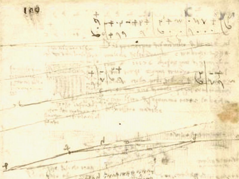 Leonardo da Vinci - Codice Atlantico - studi per un canale idrico fra Milano e il Lago di Como
