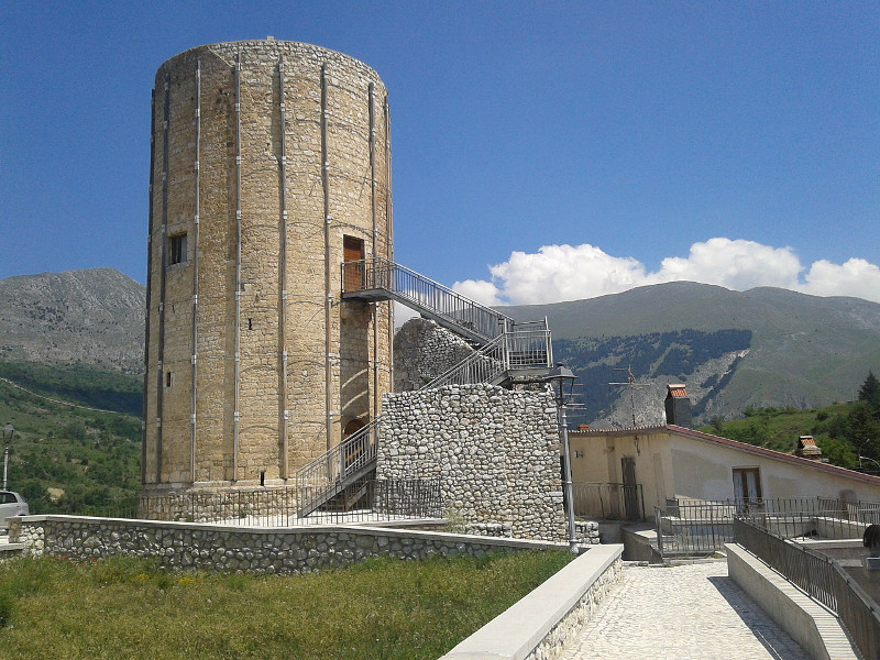 Aielli Castle Ruins with Circular Tower