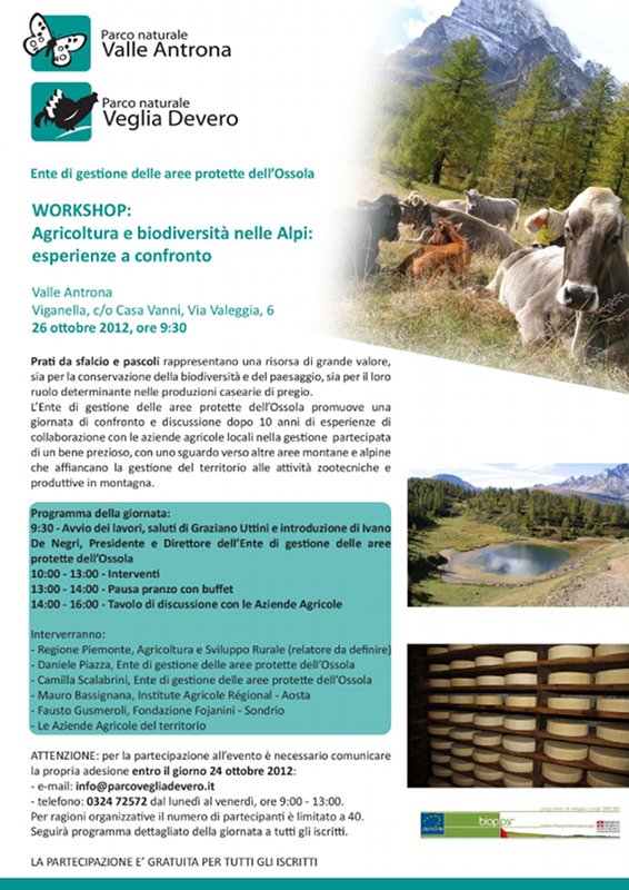 Workshop 'Agricoltura e Biodiversità nelle Alpi: esperienze e confronto'