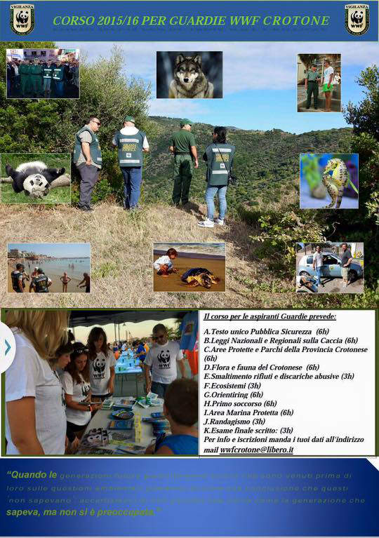 Al via il III corso per guardie ambientali del WWF Crotone