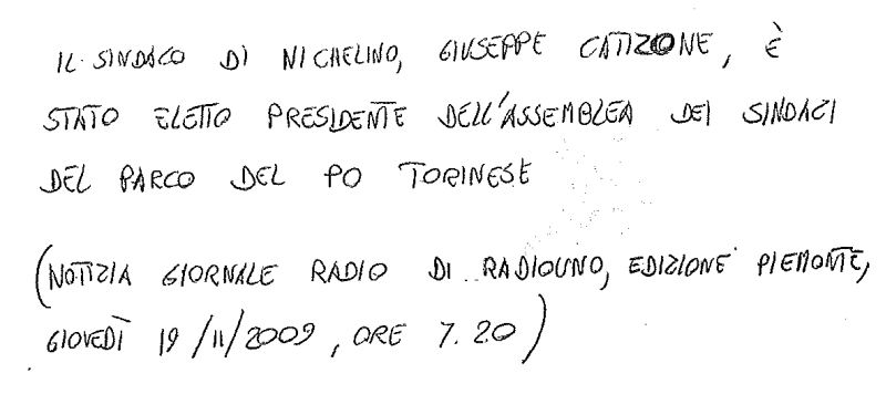 Il Sindaco di Nichelino, Giuseppe Catizone, è stato eletto Presidente dell'Assemblea dei Sindaci del Parco del Po Torinese 