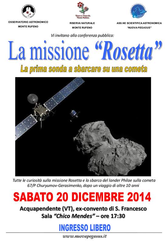 Conferenza pubblica: 'La missione Rosetta'