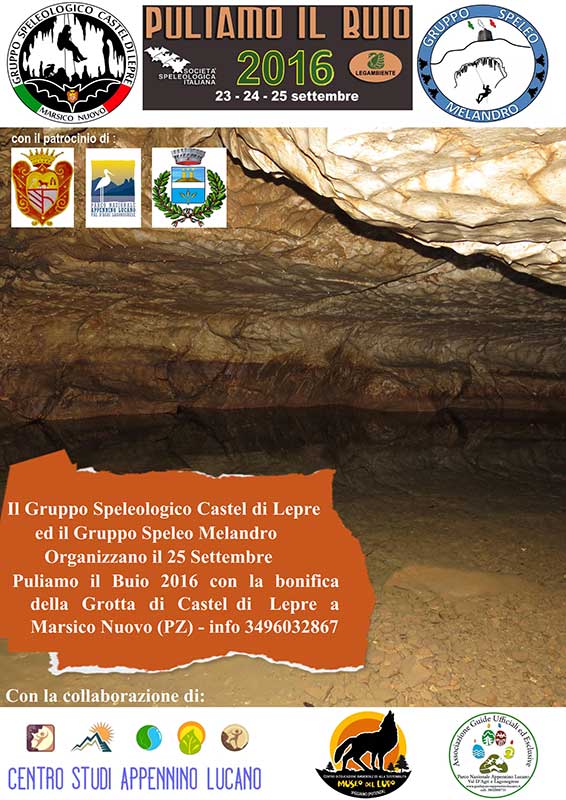 Puliamo il buio 2016: bonifica della Grotta di Castel di Lepre a Marsico Nuovo