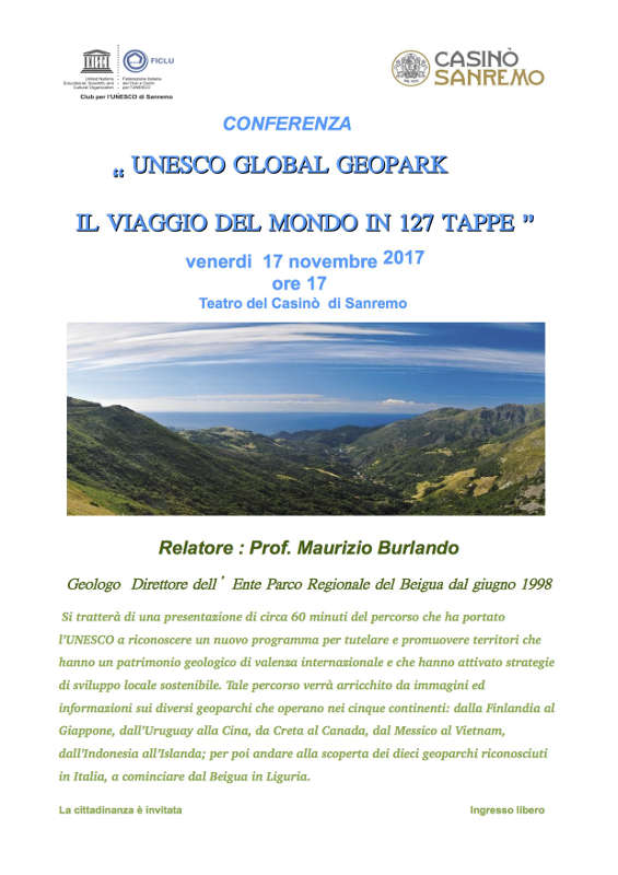 Conferenza UNESCO Global Geopark a Sanremo