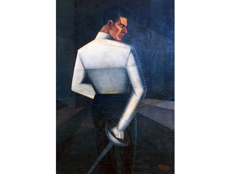 Pippo Rizzo, Lo schermitore Salafia, 1928, olio su tela 