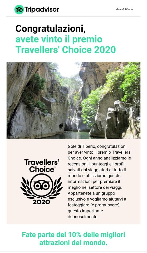 Gole di Tiberio – Il Travellers' Choise a Madonie Outdoor Associazione Sportiva da Tripadvisor prestigioso premio
