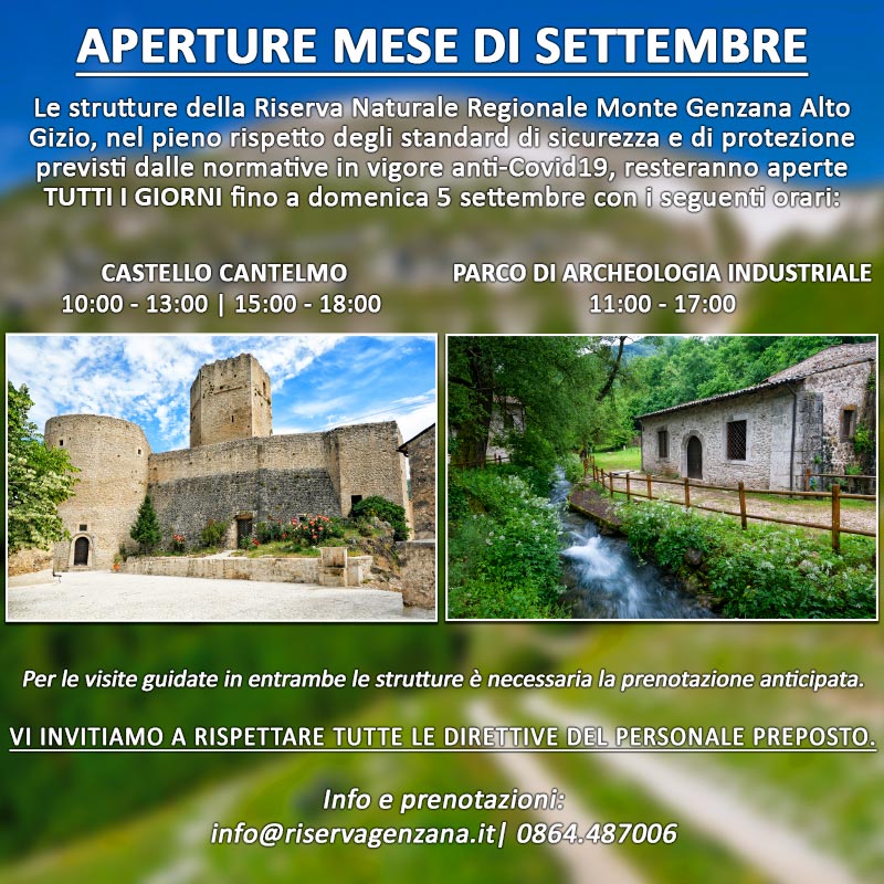Aperture Castello Cantelmo e Parco Archeologico Industriale fino a domenica 5 settembre 2021