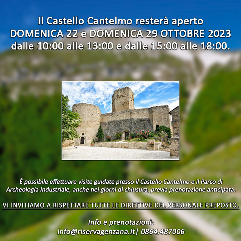 Apertura Castello Cantelmo domenica 22 e domenica 29 ottobre 2023 