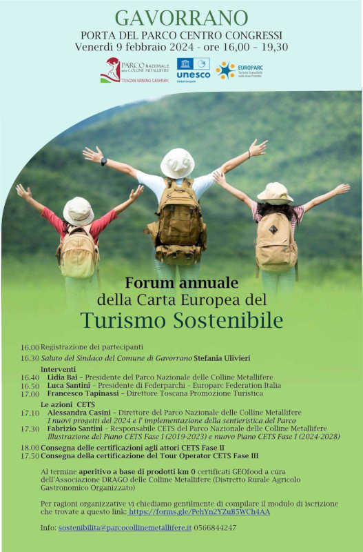 Parco delle Colline Metallifere, venerdì 9 febbraio si parla di turismo sostenibile con il Forum sulla Carta Europea CETS