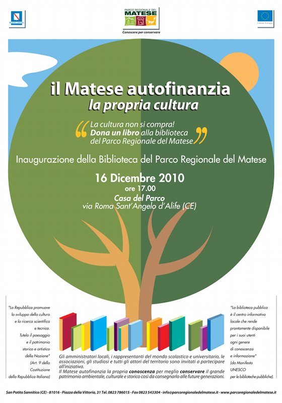 Il Matese autofinanzia la propria cultura 'La cultura non si compra! Dona un libro alla biblioteca del Parco Regionale del Matese'