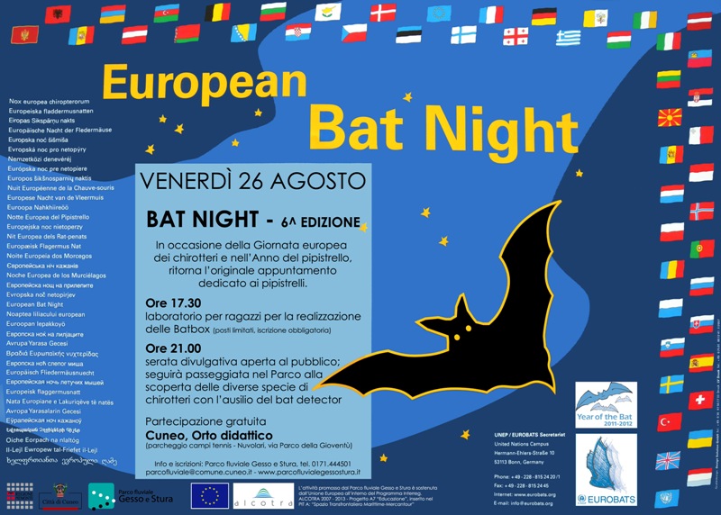 Venerdì 26 agosto torna la Bat Night al Parco fluviale Gesso e Stura