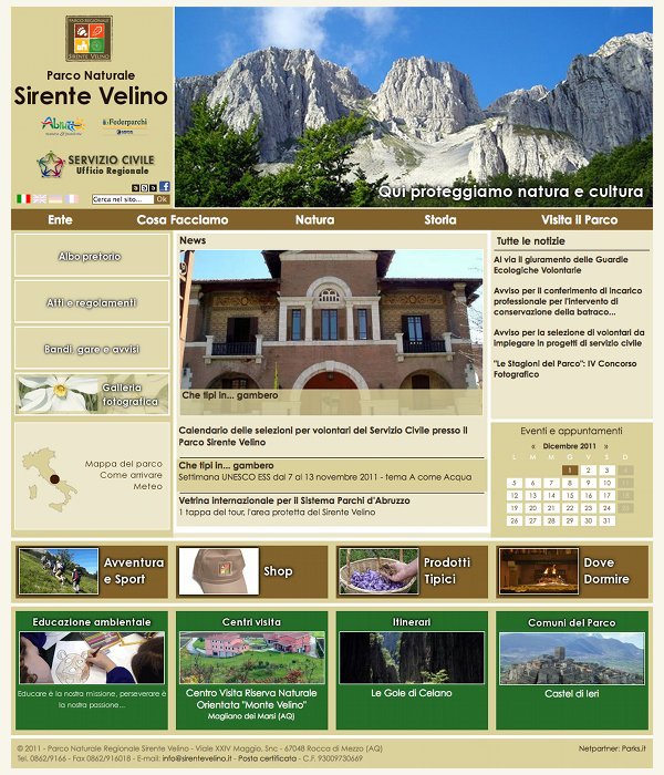 Online the new website of Sirente Velino Regional Park Authority