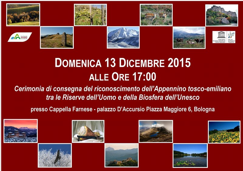 Domenica 13 dicembre a Bologna cerimonia d'onore per Riserva MaB UNESCO dell'Appennino Tosco Emiliano