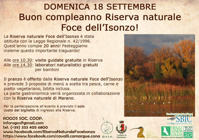 La riserva naturale Foce dell'Isonzo quest'anno compie 20 anni!
