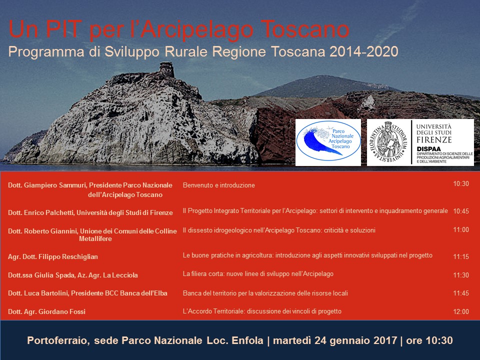 'Un Piano Integrato Territoriale per l'Arcipelago Toscano'  Convegno 24 gennaio 2017