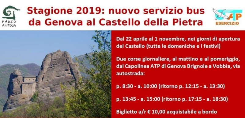 Da Genova Brignole al Castello della Pietra di Vobbia: servizio speciale di trasporto in collaborazione tra ATP e il Parco dell'Antola
