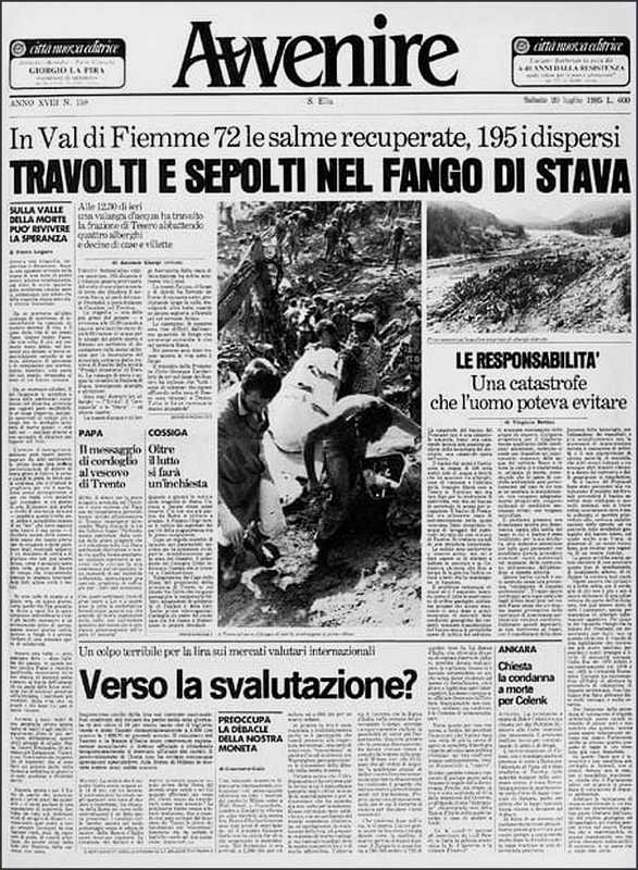 34 anni fa il disastro della Val di Stava