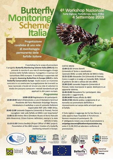 4 settembre 2019 Il NAT-LAB a Forte Inglese, Isola d'Elba, sarà sede di un importante Workshop Nazionale di esperti sulle farfalle italiane