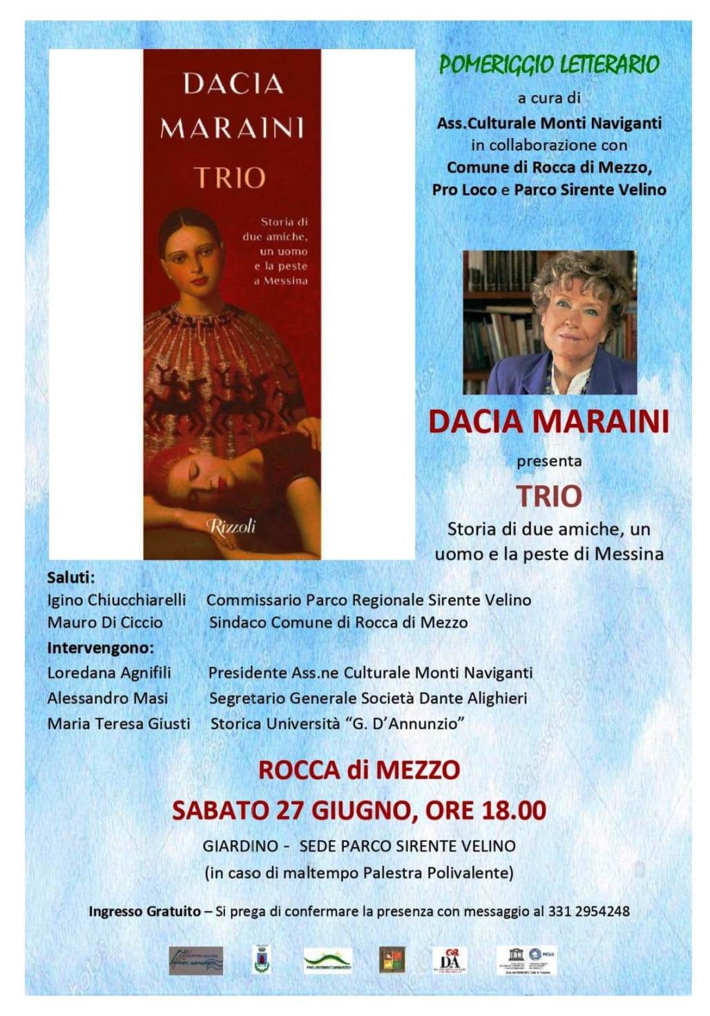 Pomeriggio letterario: incontro con Dacia Maraini