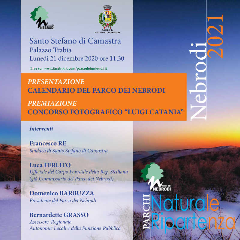 Presentazione calendario del Parco 2021 e premiazione concorso fotografico intitolato a Luigi Catania
